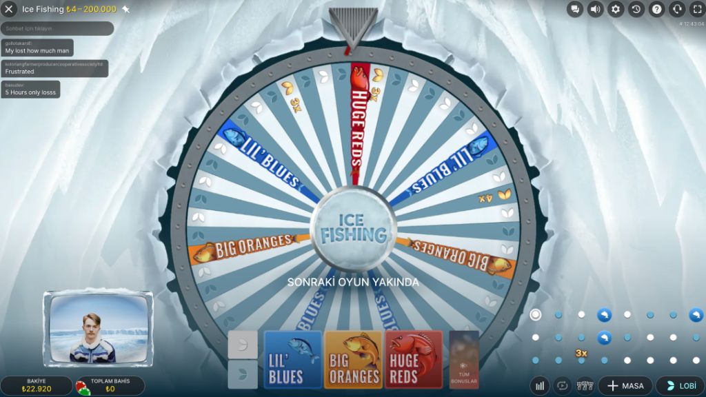 53 dilimlik buzul çarkının tam görünümü — Lil' Blues, Big Oranges ve Huge Reds dilimleri